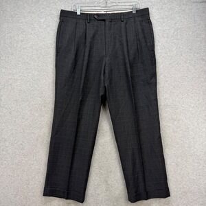 LL Bean Pants Mens 35x30 Navy Comfort Stretch Waist Pleated Twill Chinos 238076